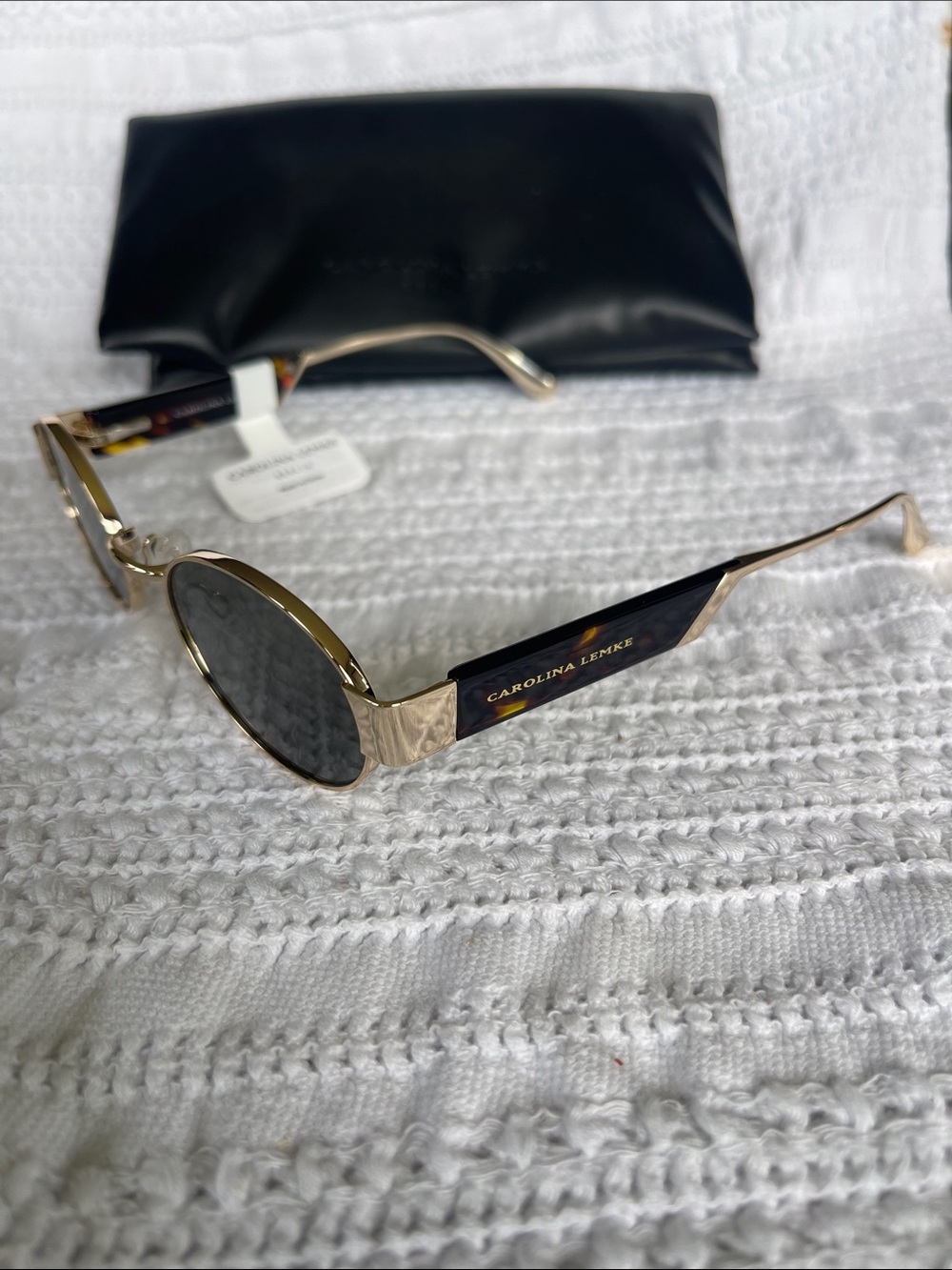 Carolina Lemke Kwasi Gold Sunglasses + Premium Faux Leather Case 3133-02